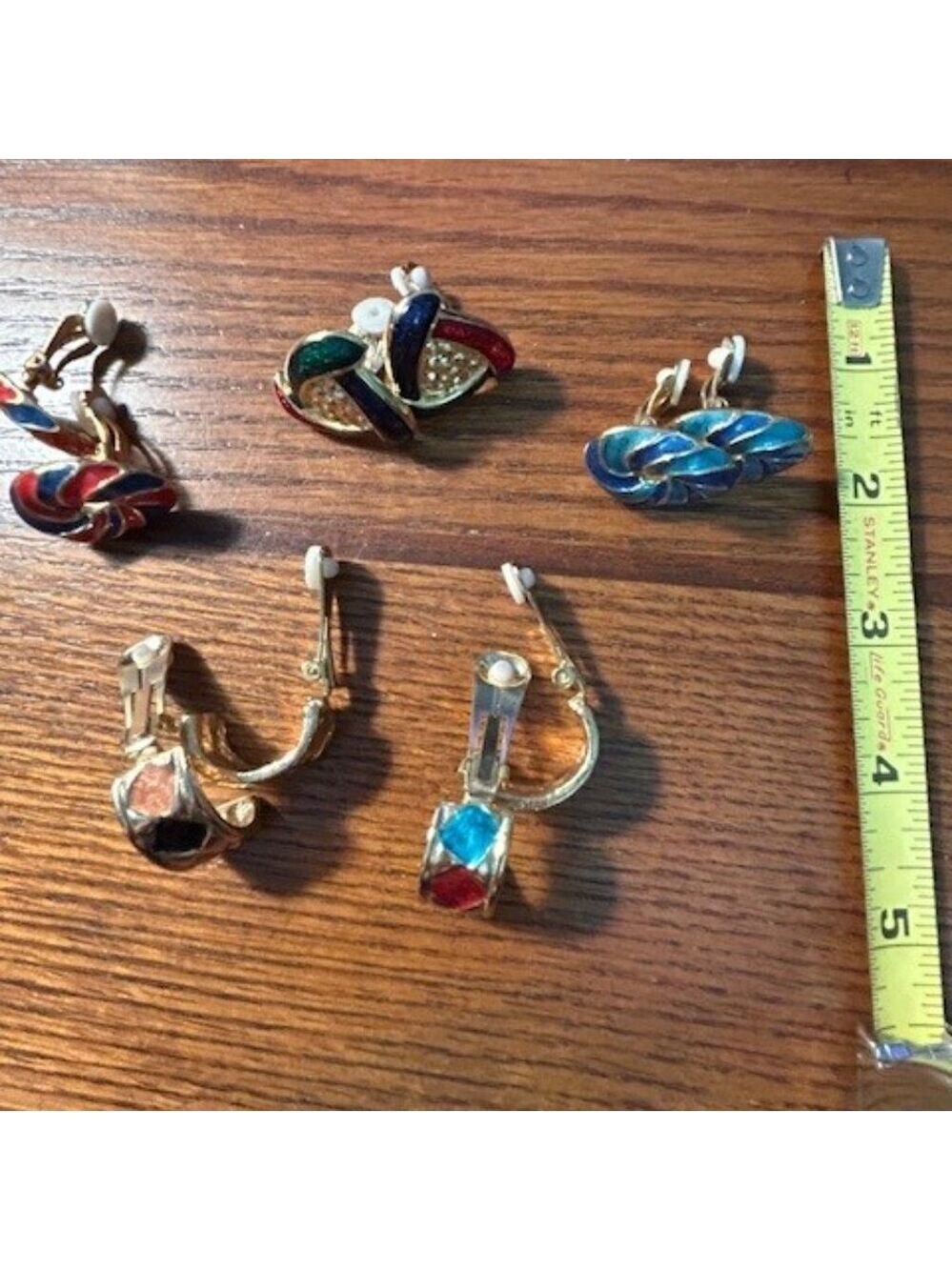 5 Pair of beautiful, colorful, clip earrings - Picture 8 of 10